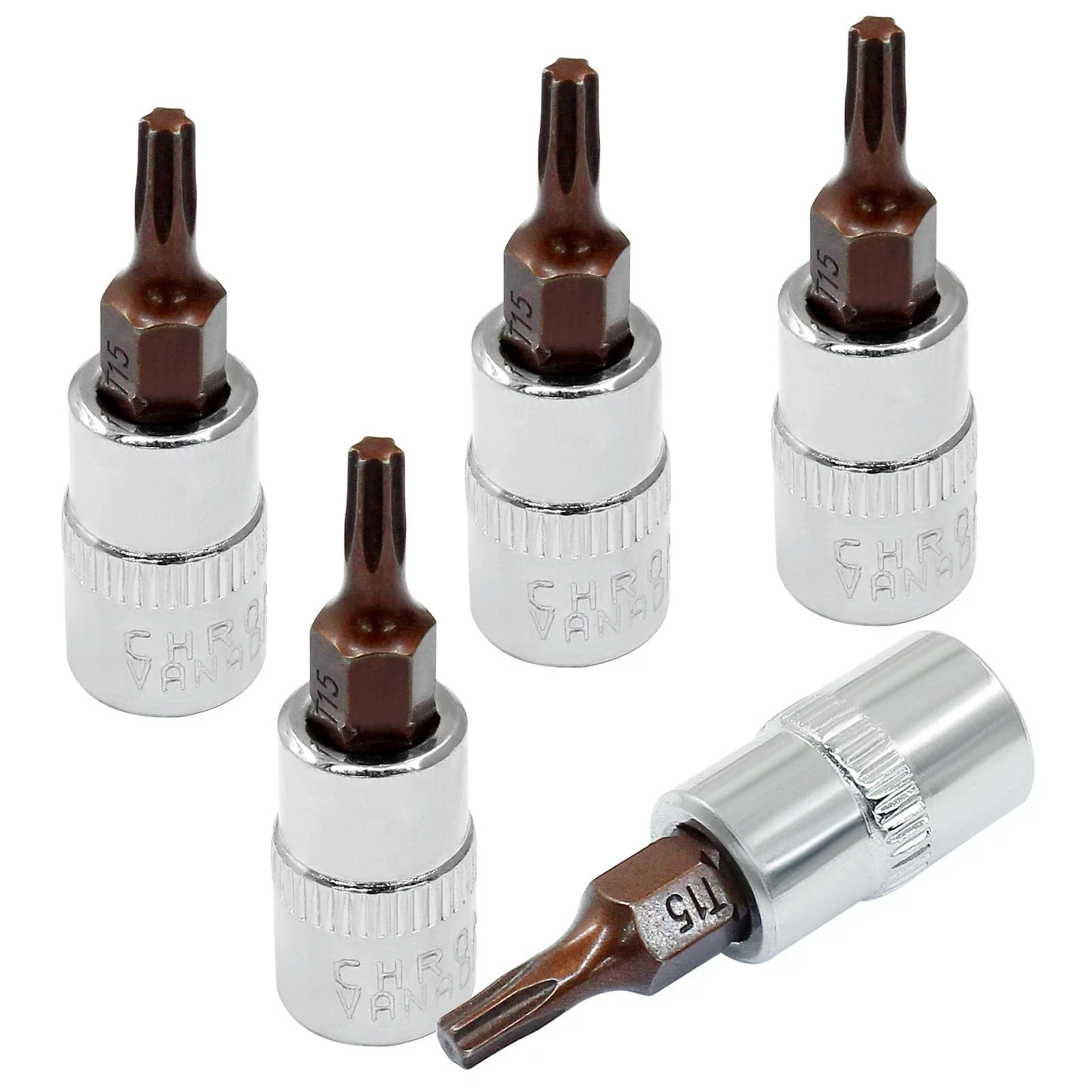 PHITUODA 5 Pcs T15 Torx Bit Socket 1/4″ Drive S2 Alloy Steel Cr-V