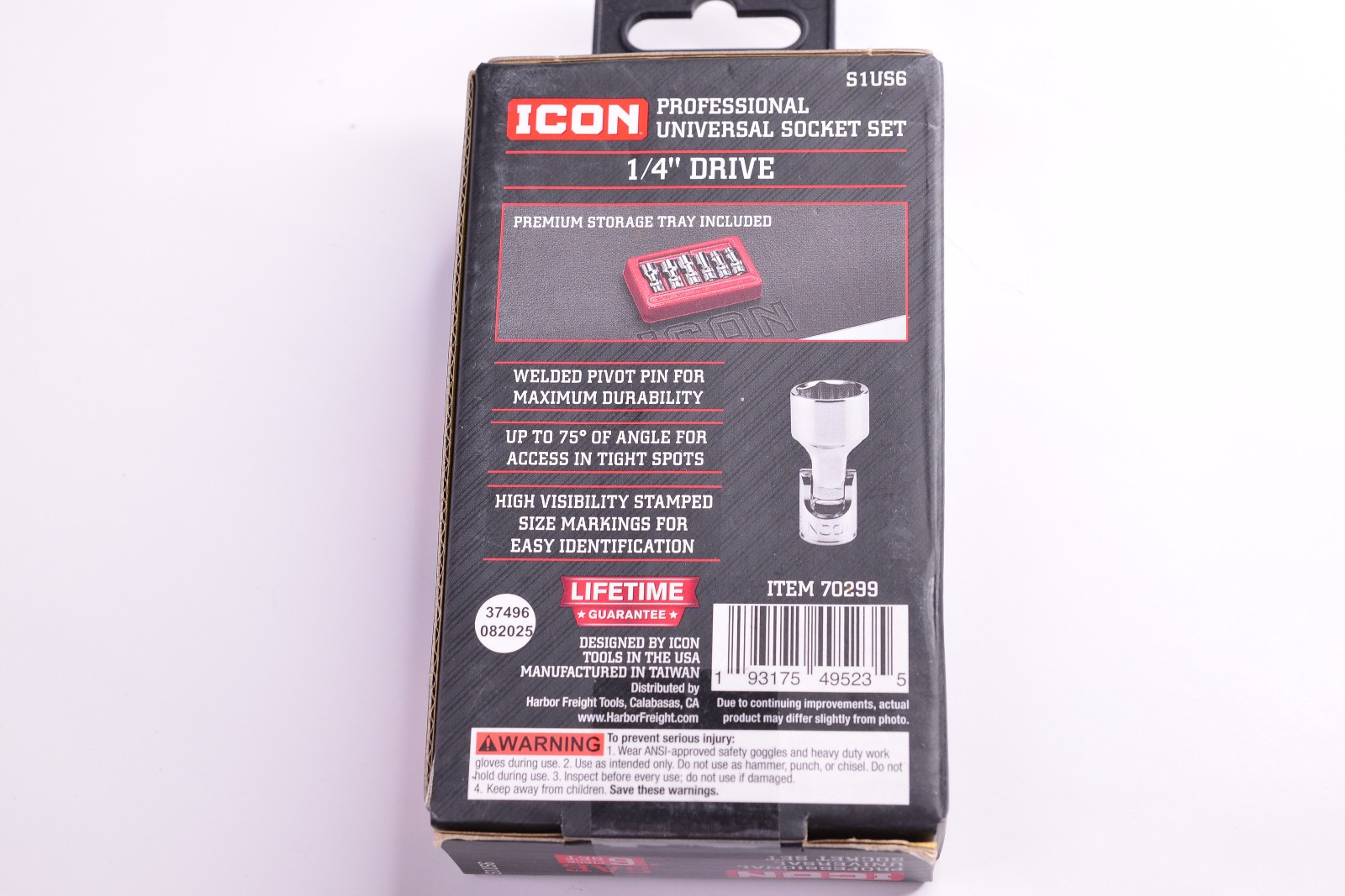 ICON 1/4 “Drive SAE Professional Universal Joint 6 Piece Set 1/4” S1US6 70299