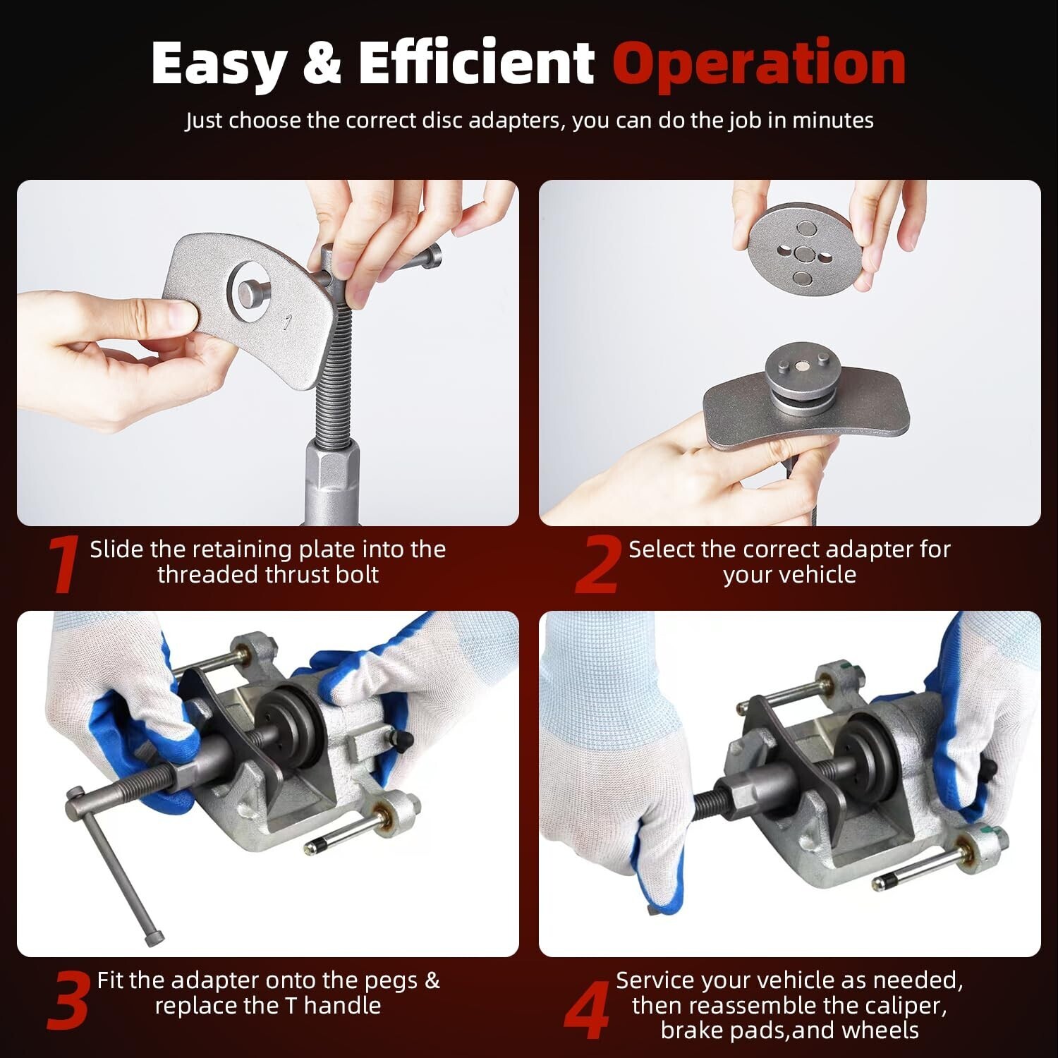 8MILELAKE 24pcs Heavy Duty Car Disc Brake Caliper Compressor Wind Back Tools Kit