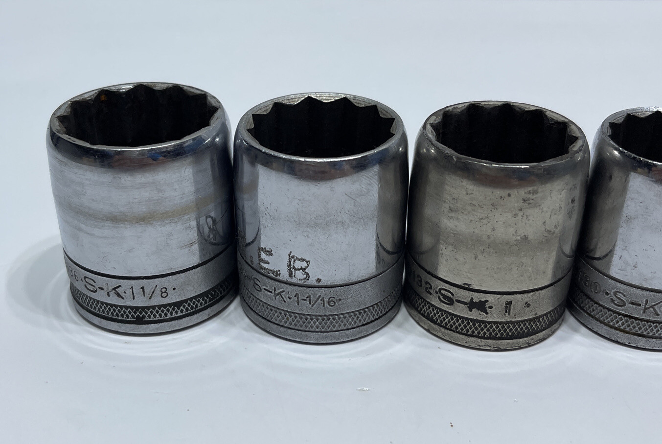 Lot of 9 SK Hand Tools 12 Point 1/2in Drive Socket Set 5/8in – 1-1/8in