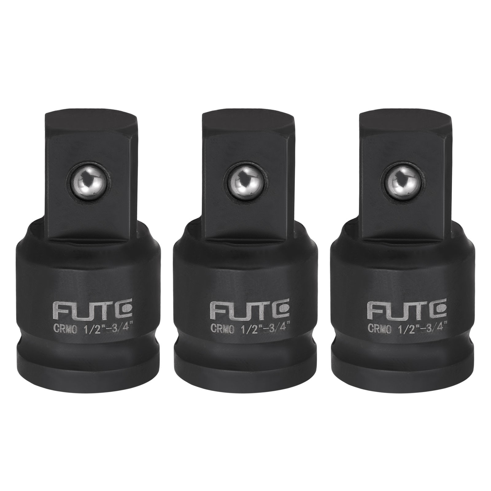 3Pcs Impact Socket Adapters 1/2″ Female to 3/4″ Male Black