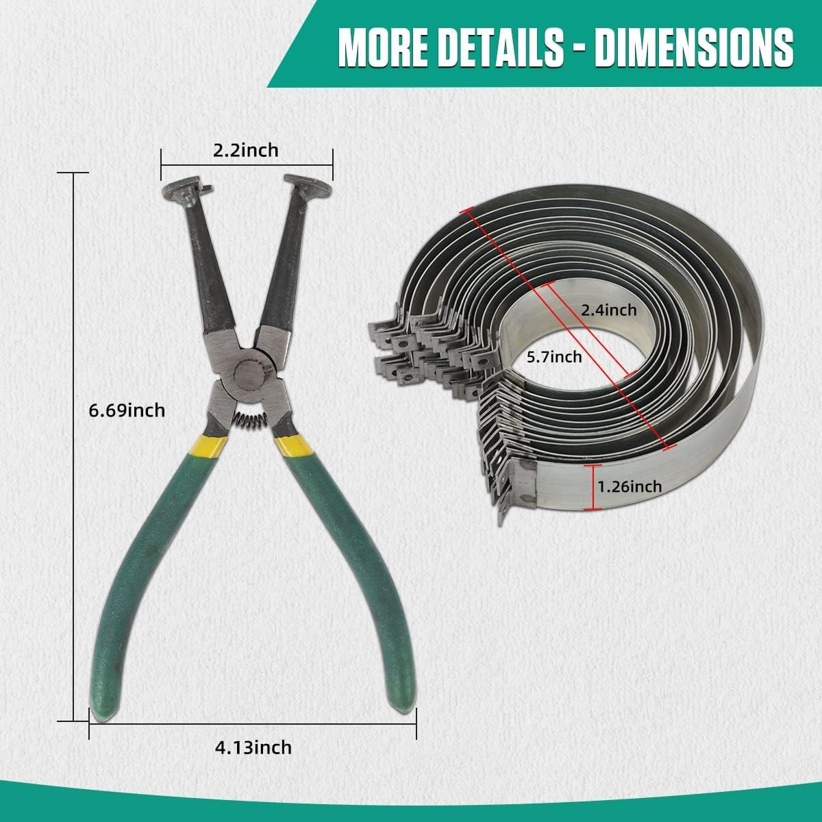 Piston Ring Compressor Tool With Pliers And 14 Rings (2.4″ – 5.7″),