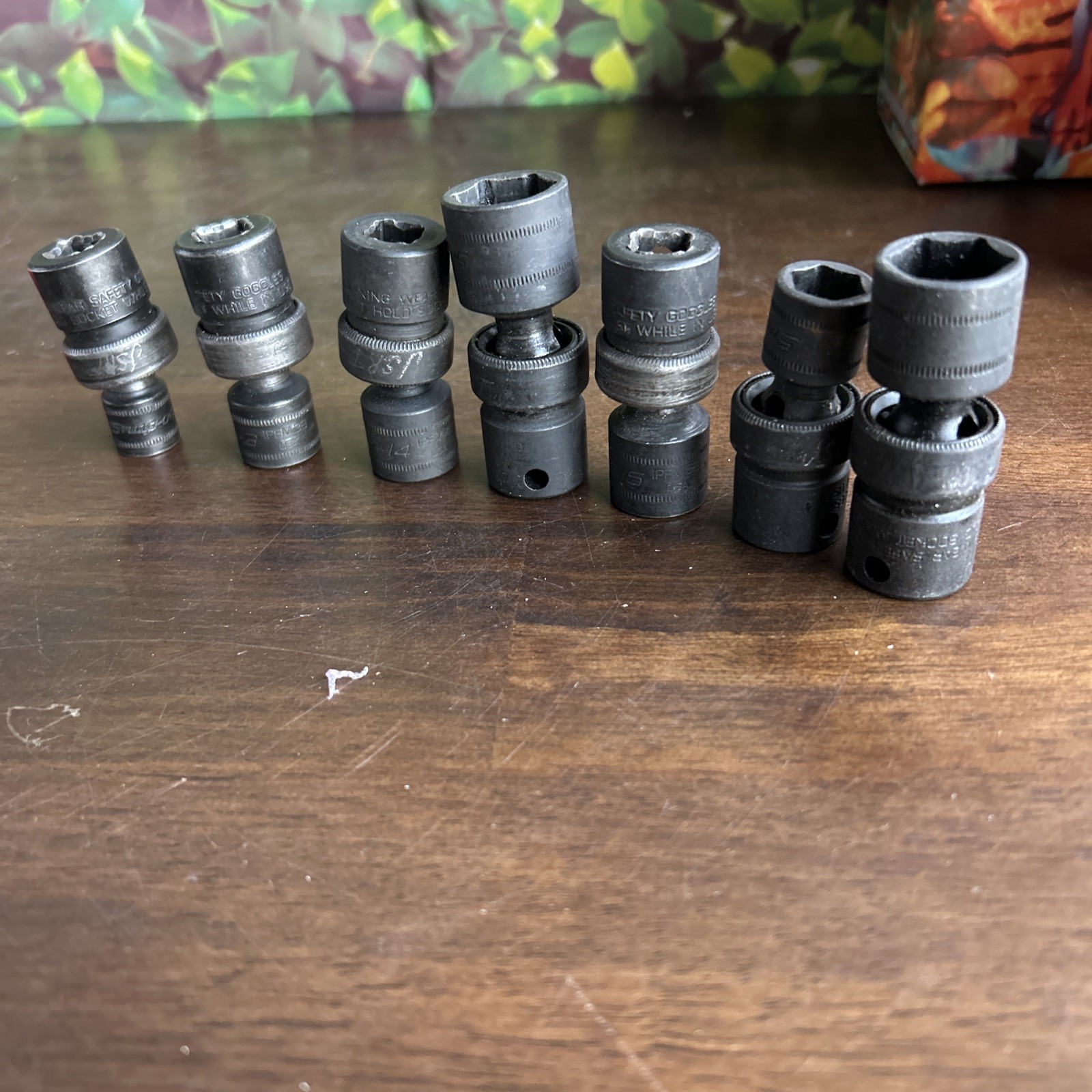 Snap On IPFM10B, 10,12,13,14,15,17,18 MM Swivel Joint Impact Socket Lot Of 7