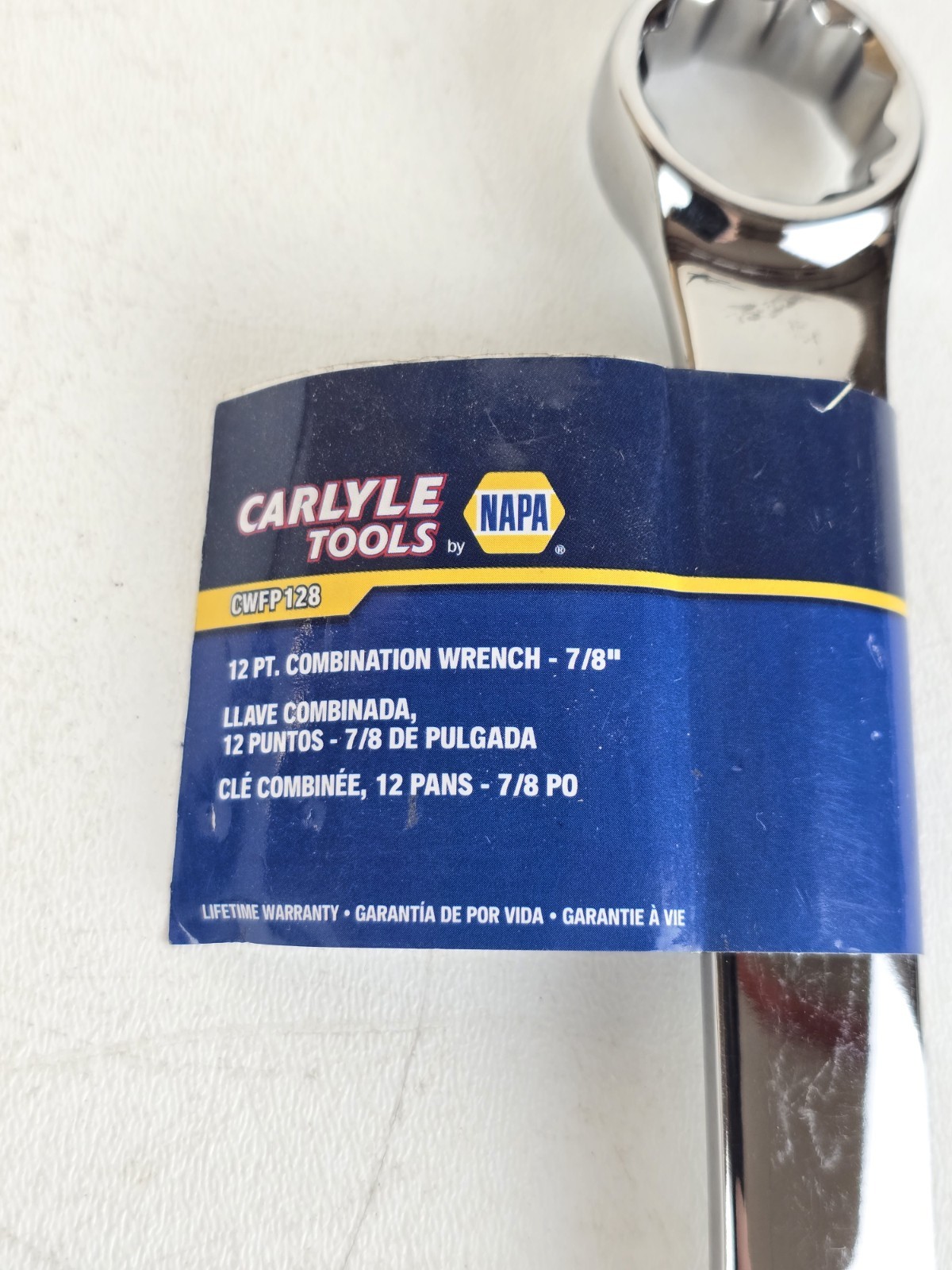 NAPA Carlyle SAE Combination Wrench 12 Pt 7/8″ CWFP128 Polish Chrome