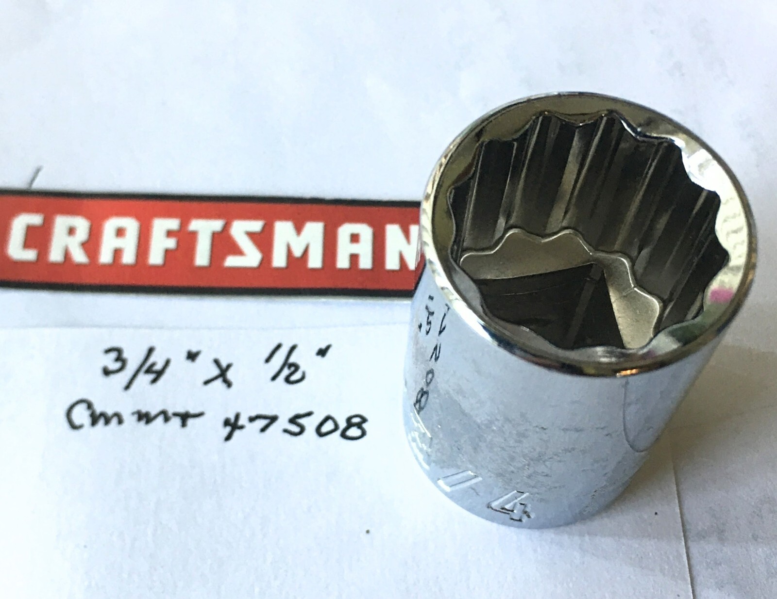 Craftsman 3/4″ x 1/2″ Dr Socket CMMT 47508 – 12 Point Free USA Shipping