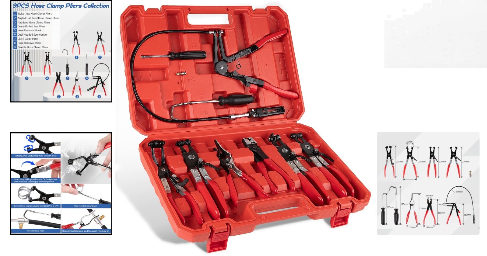 Durable 9PCS Hose Clamp Pliers with Ergonomic Grip – Auto Repair Essential