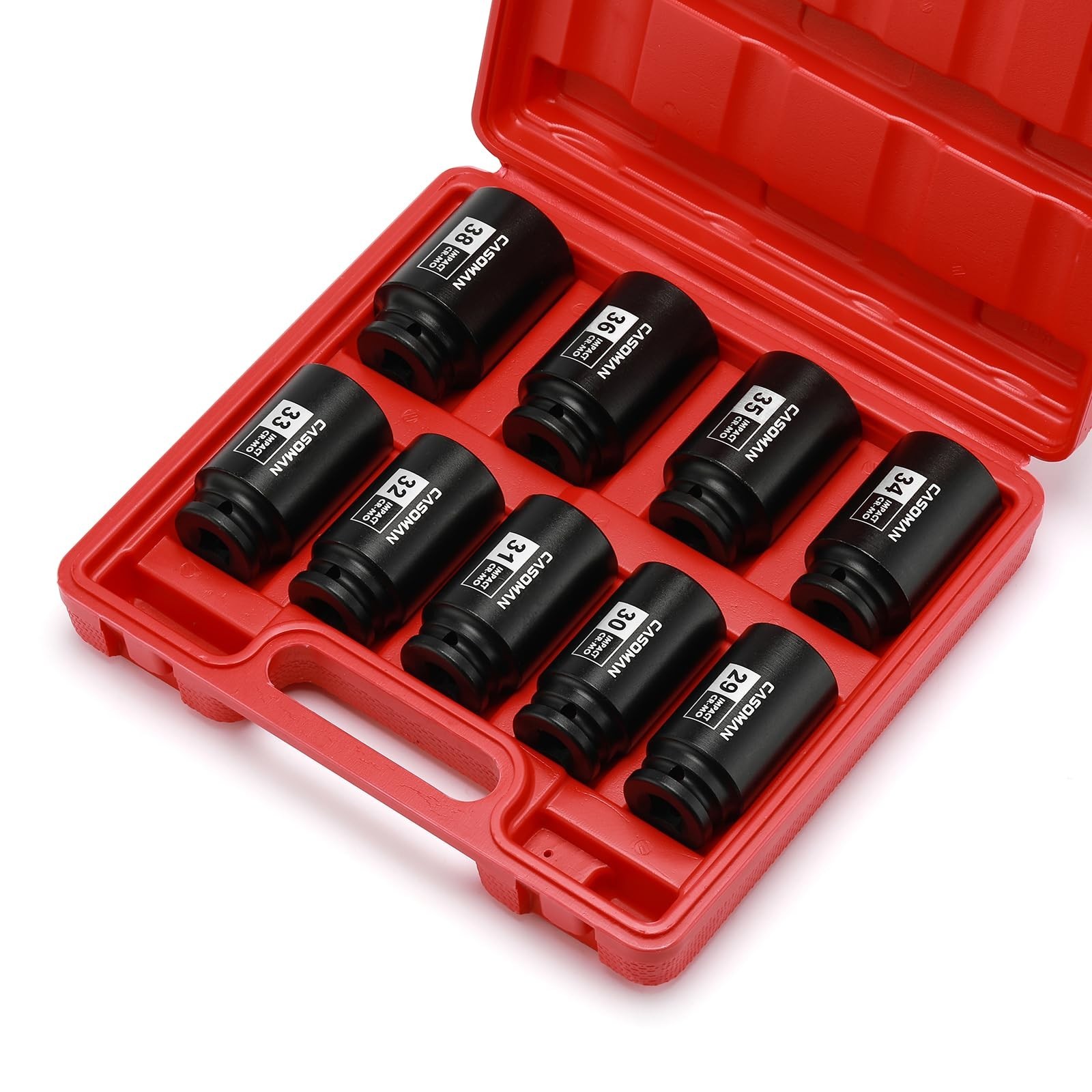 Large 1/2″ Drive Deep Impact Socket Set, 9-Piece, 6 Point, Metric 29mm-38mm, CR-