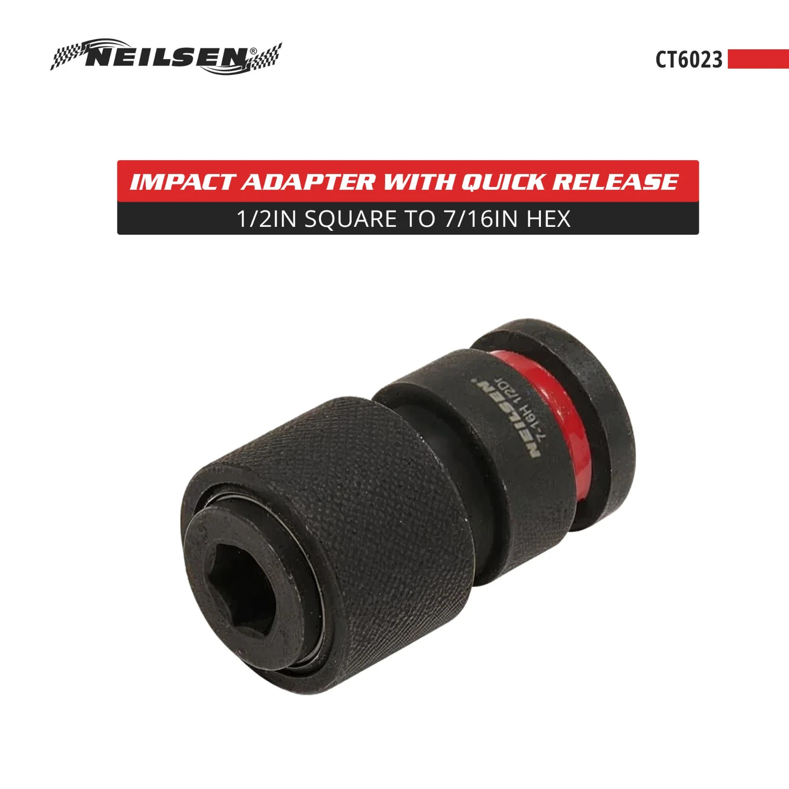Neilsen 1/2″ Square To 7/16″ Hex Impact Bit Adaptor Quick Release Socket
