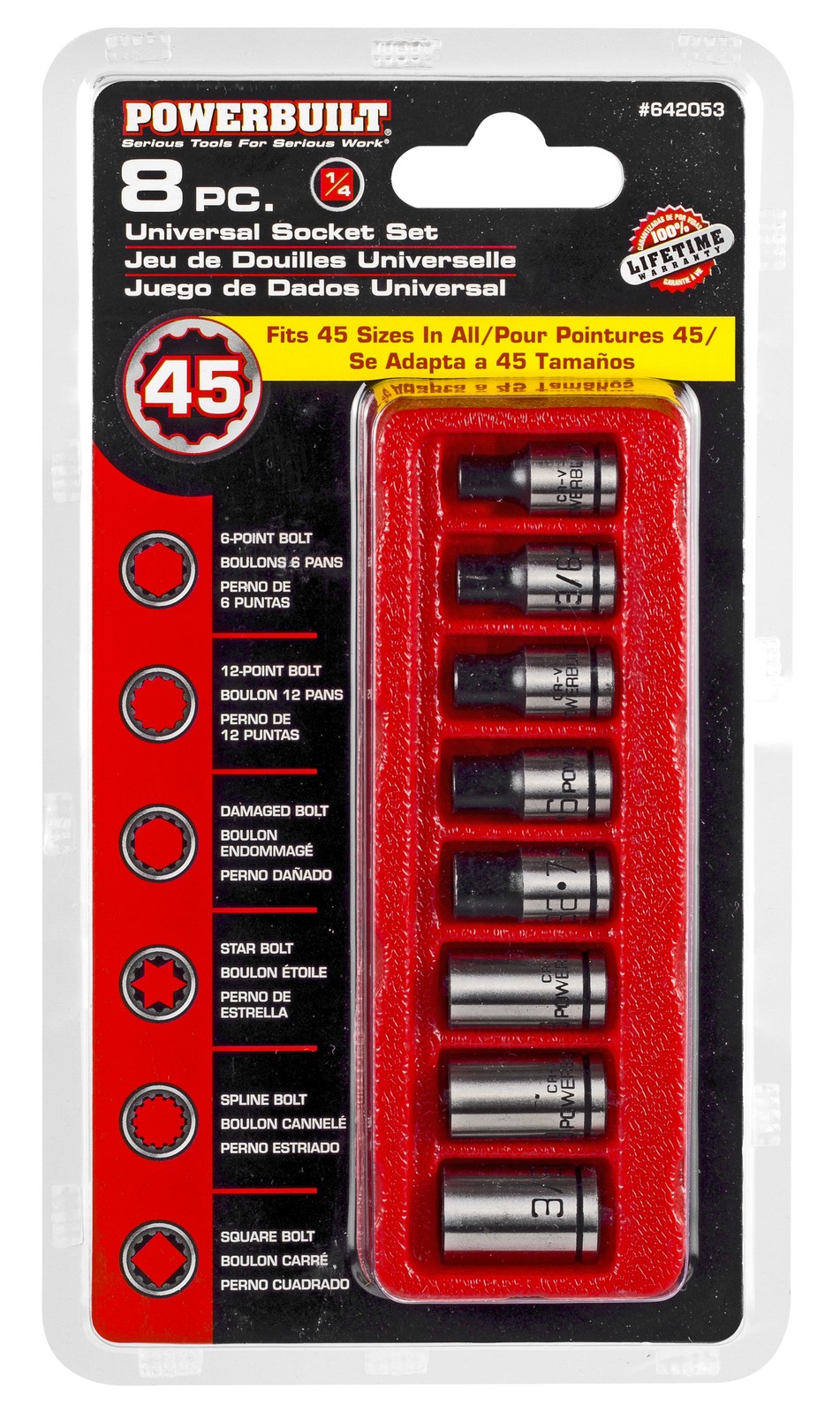 Powerbuilt 8 Piece 1/4 Inch Drive Universal Socket Set with Tray – 642053