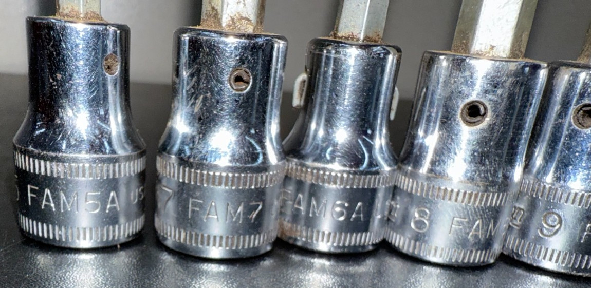 Snap-On 5pc Metric Hex Bit Socket Set FAM5A, FAM6A, FAM7, FAM8A & FAM9