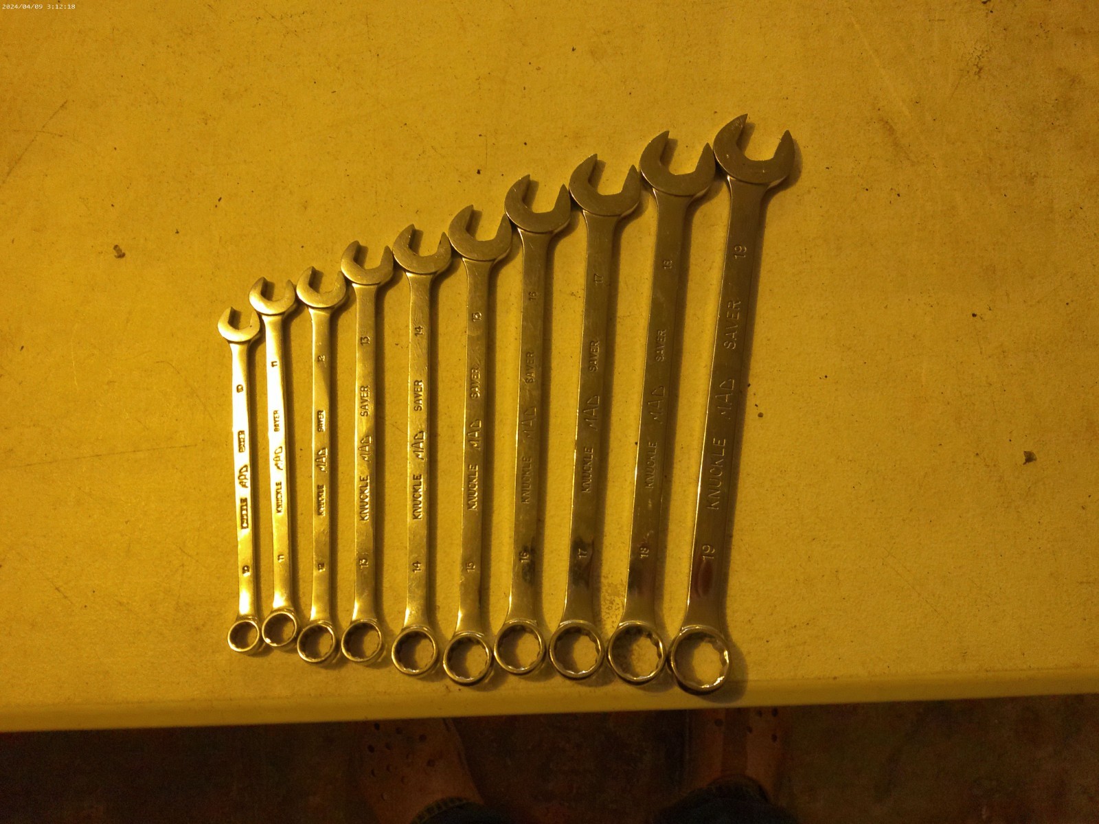 Mac 10Pc Metric Long Knuckle Saver 1 NONKS Combination Wrench Set 10MM 19MM 12Pt