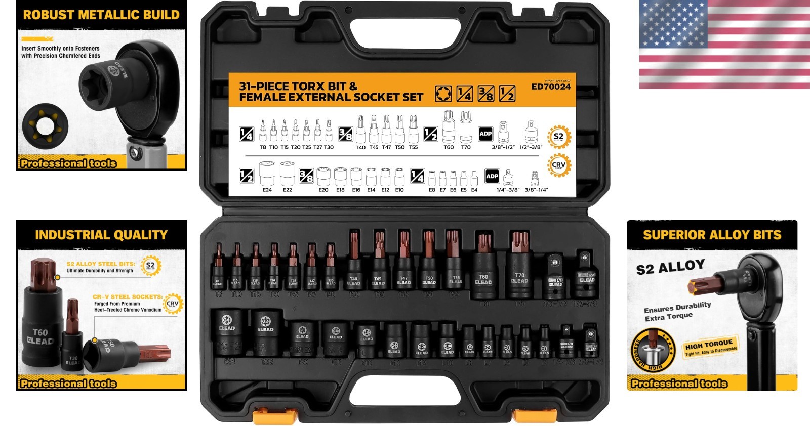 31-Piece Torx Bit Set: S2 Alloy Steel for Automotive and DIY Projects