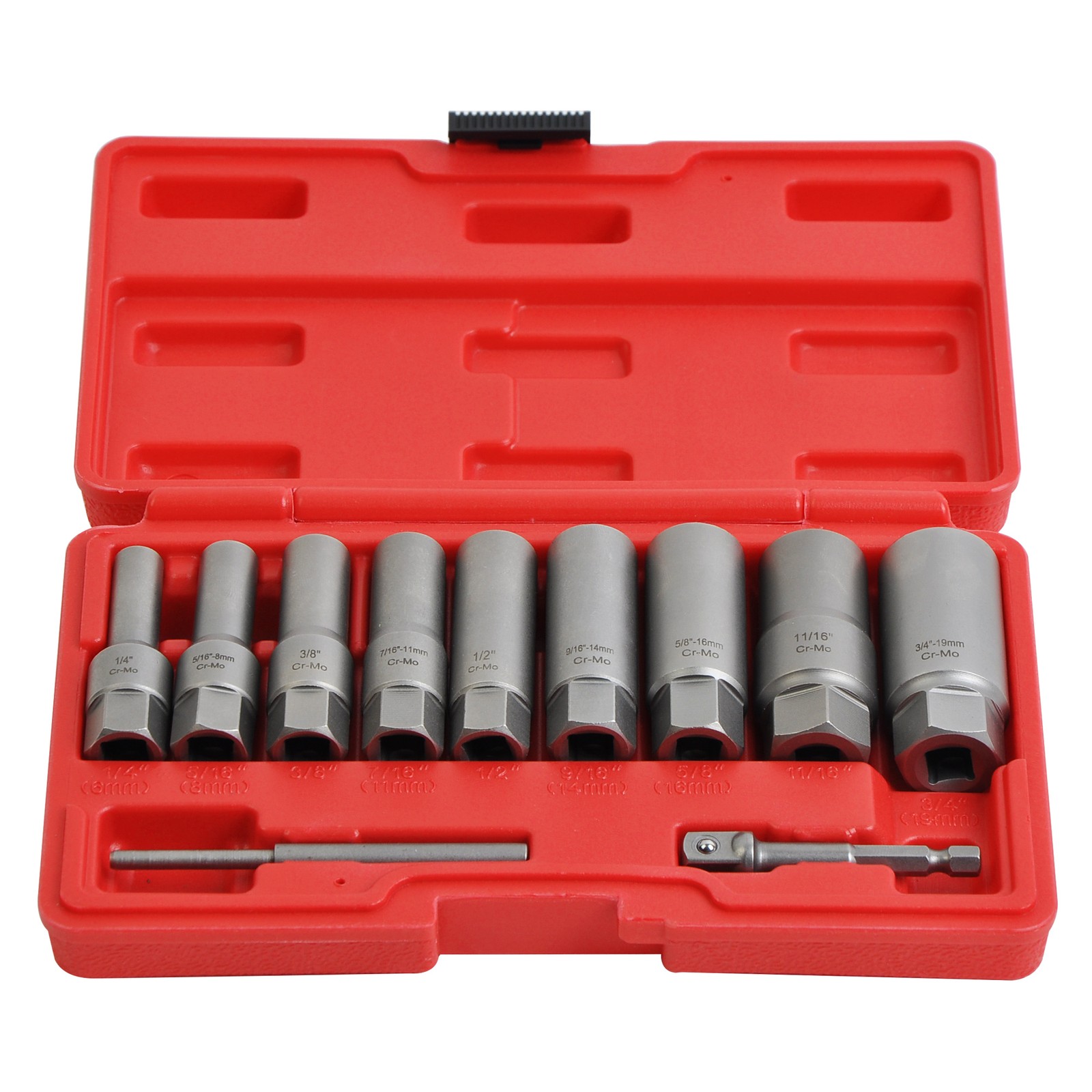11-Piece Spiral Bolt Extractor Kit -Quick & Easy Broken Lug Nut Removal Tool Set