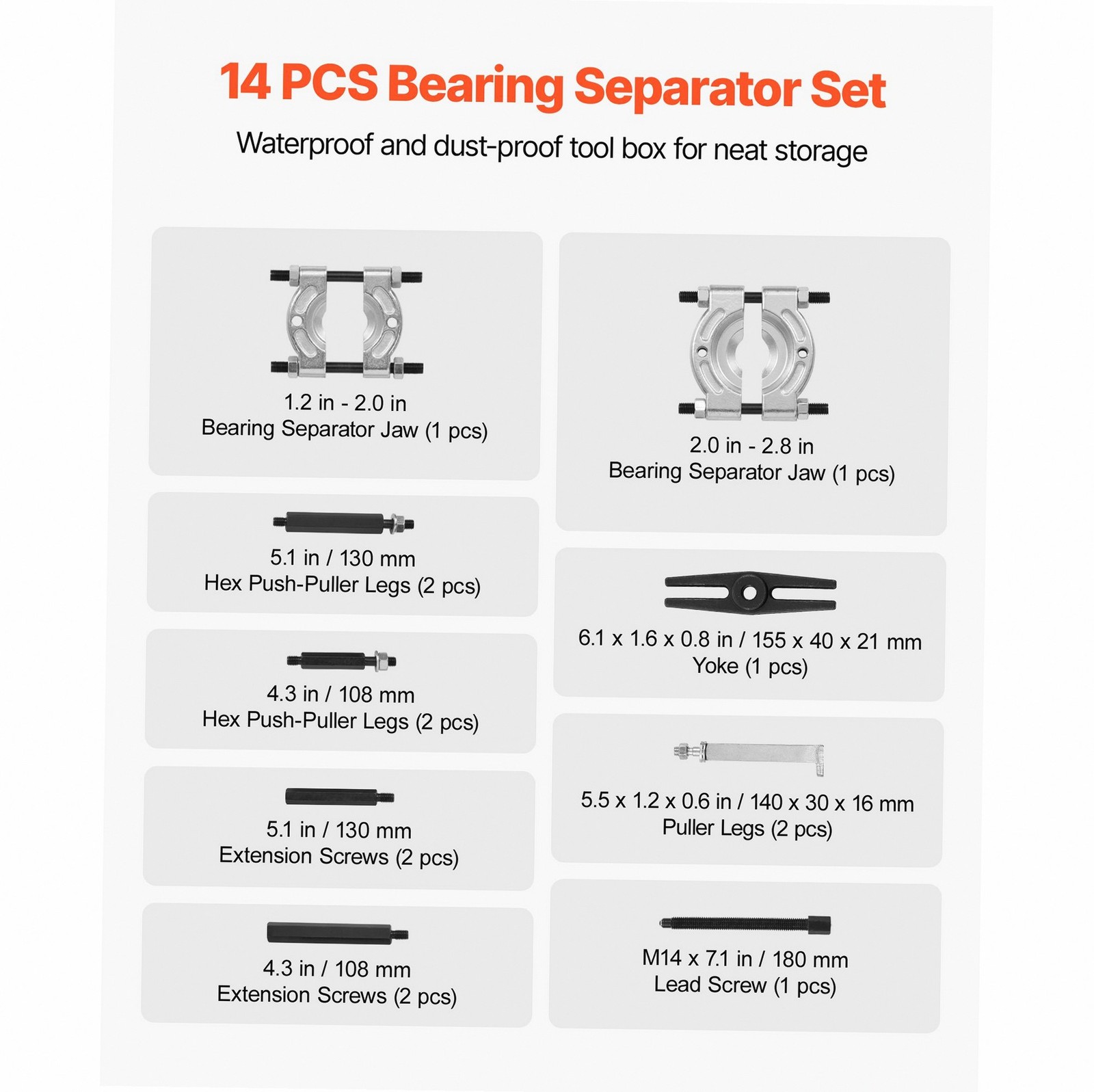 Heat-Treated Steel 5-Ton Bearing Puller Set