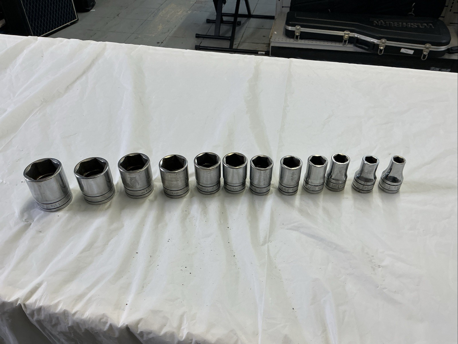 Snap On 1/2″ Dr 12 Pc SAE Shallow 6Pt Socket Set TW Mixed Years 3/8 To 1-1/16