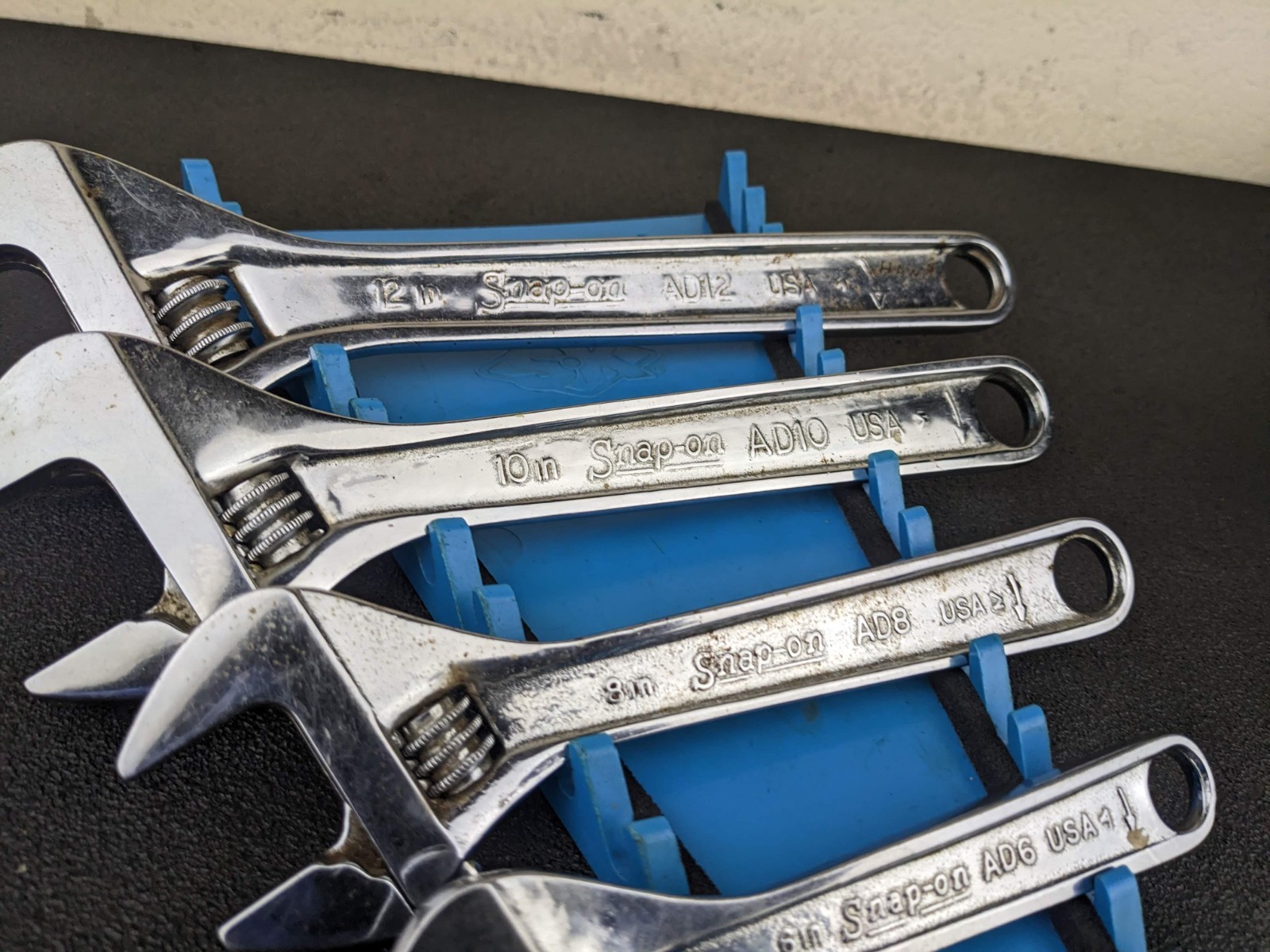 #bn784 Snap-on Tools Vintage USA 4 Pc Adjustable Wrench Set 6″, 8″, 10″, 12″