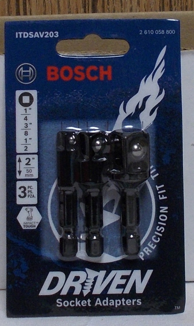 Bosch IDTSAV203 Driven Socket Adapters 3 Pack 1/4-3/8-1/2