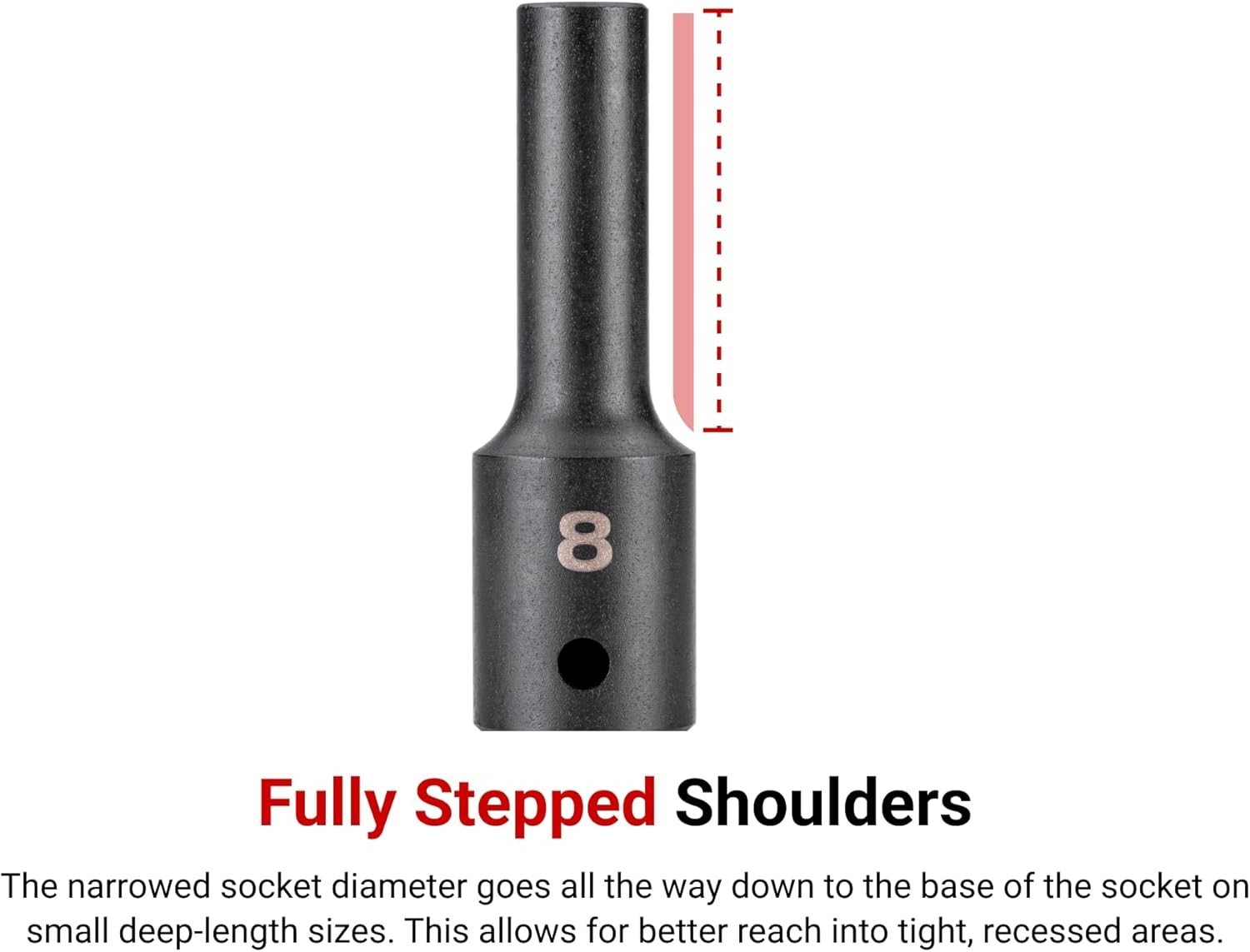 Durable 1/2 Inch Drive Deep Impact Socket 5/8 Inch 6-Point with Manganese Finish