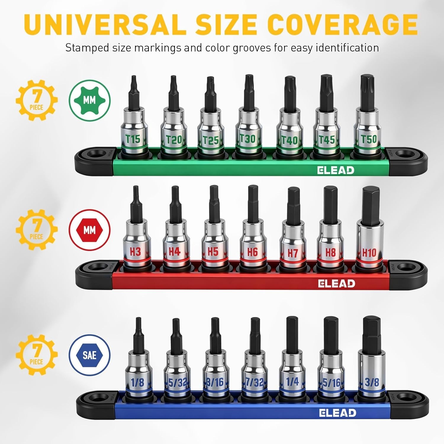 21-Piece Allen Bit Socket Set, 3/8″ Drive Hex & Torx Socket Set with Magnetic…