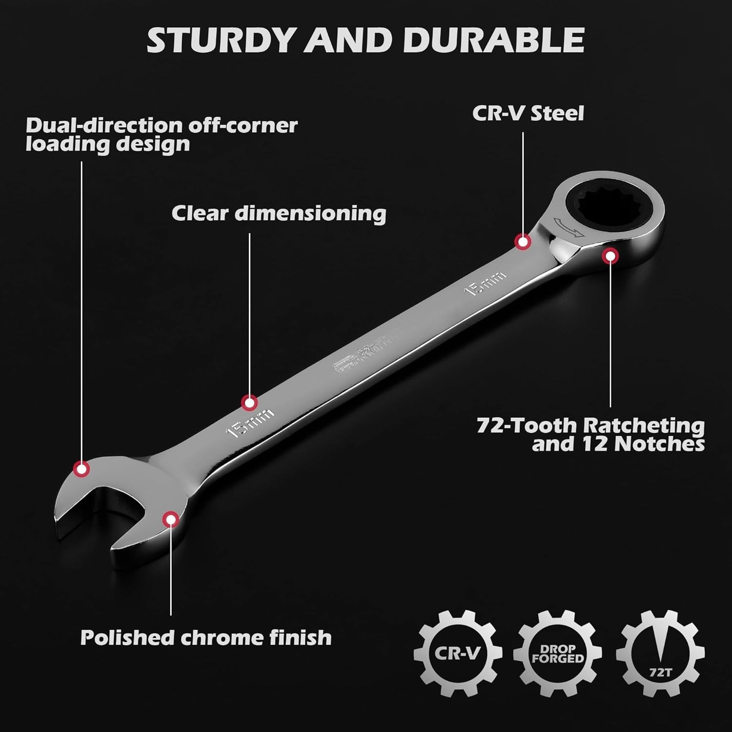 Ratchet Wrench Set, Combination Wrenches in Imperial and Metric Sizes