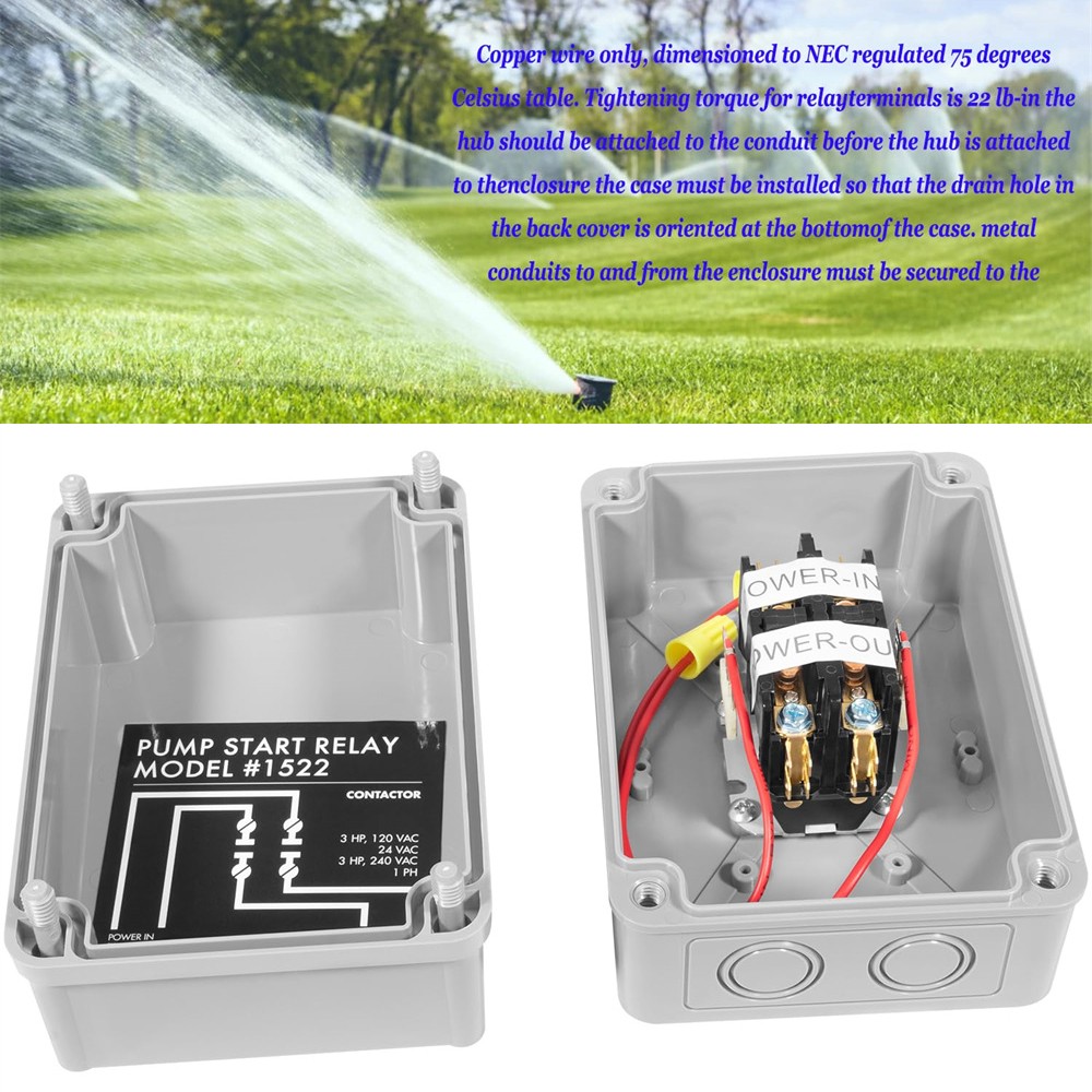 1522 Pump Start Relay for Irrigation Systems with 3 HP / 110V / 220V 24V Coil