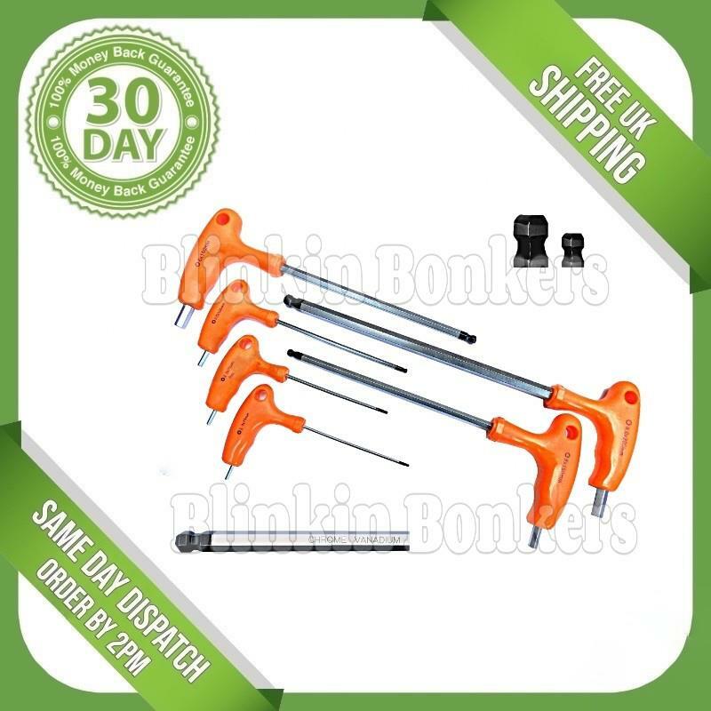 T BAR TYPE HANDLE HEX ALLEN KEY SET BALL POINT ENDED EXTRA LONG HANDLE H2-H8
