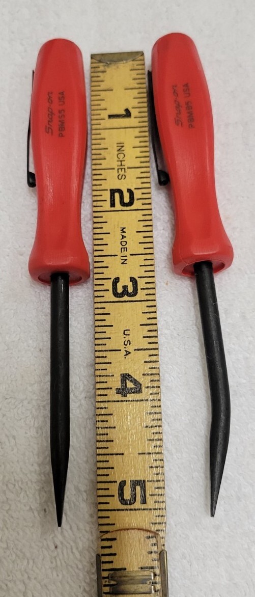 Snap-on Tools PBMB5 PBMS5 Red 5″ Angle & Straight Mini Pocket Prybar Set «New»
