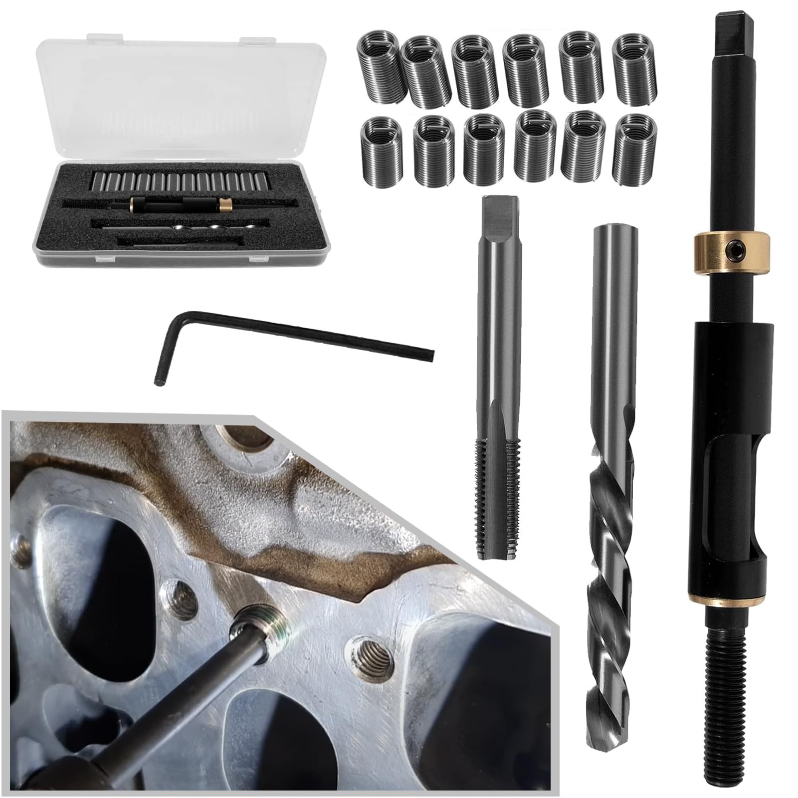 M11 x 1.5 Head Bolt Thread Repair Kit 35119S for Honda Toyota Ford GM Nissan KIA