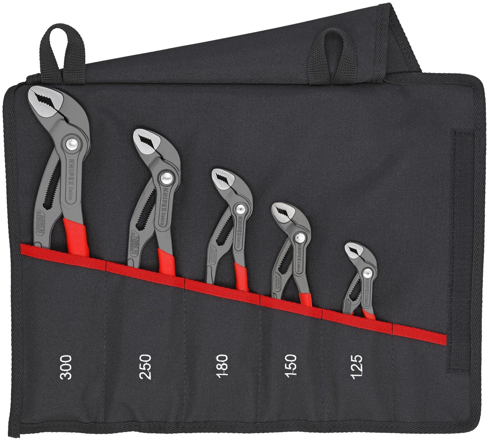 5PCS Cobra Pliers Set 125 150 180 250 300mm with Tool Pouch Adjustable Grip Kit