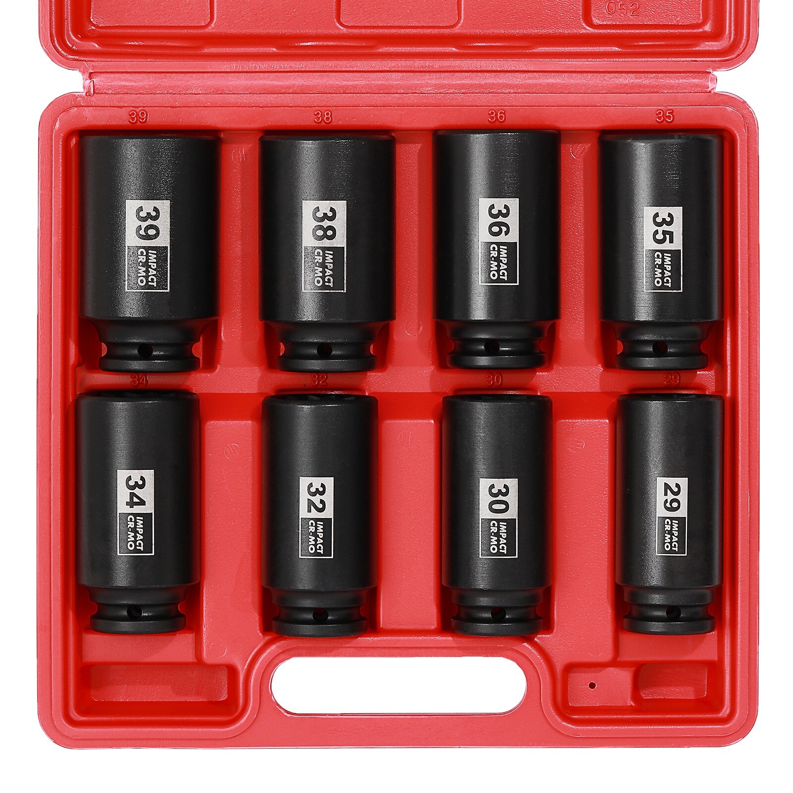 1/2″ Drive Deep Impact Socket Set, CR-MO, 8 Piece 12 Point Metric , 29mm-39mm