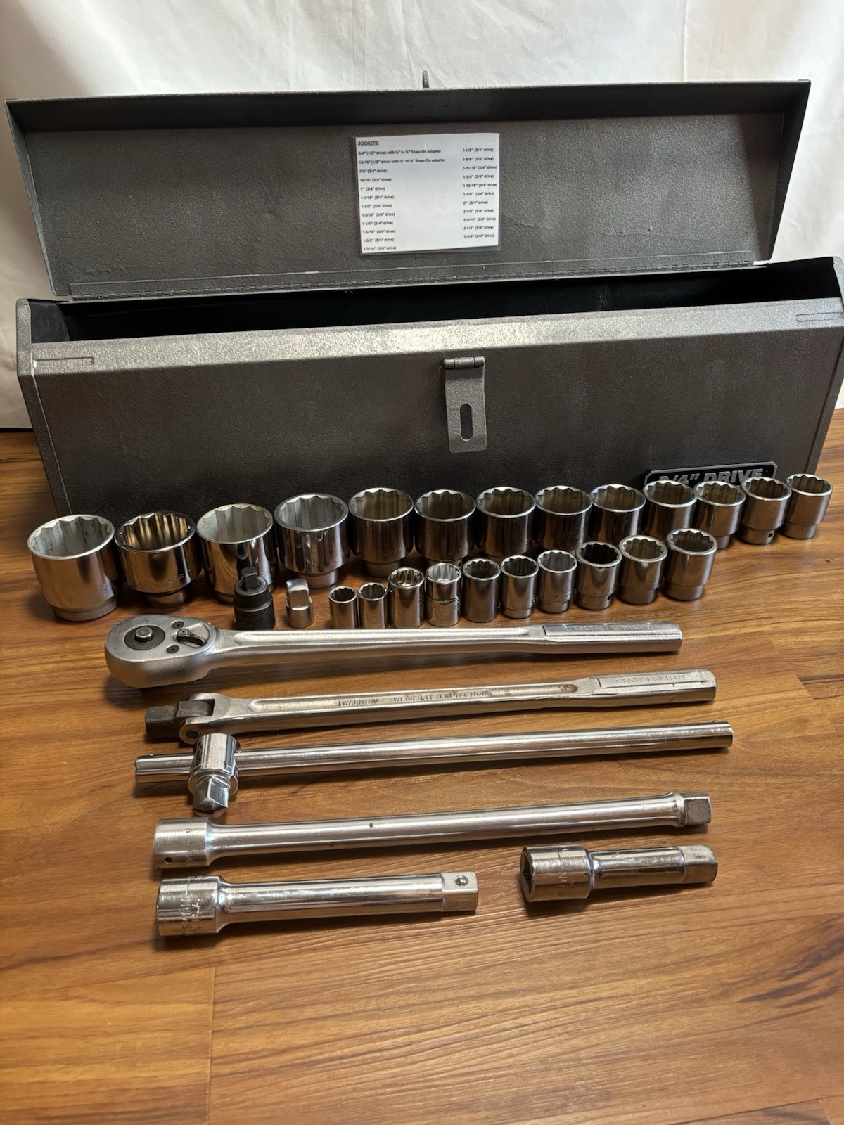 Sears Craftsman Industrial USA 31pc 3/4” Drive Socket Set & Steel Tool Box