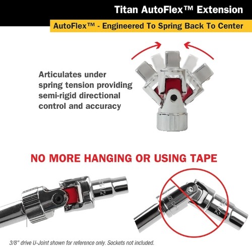 Titan 66109 Auto Flex Extension, 1/4″ Drive, 6″ Length, Chrome Vanadium Steel