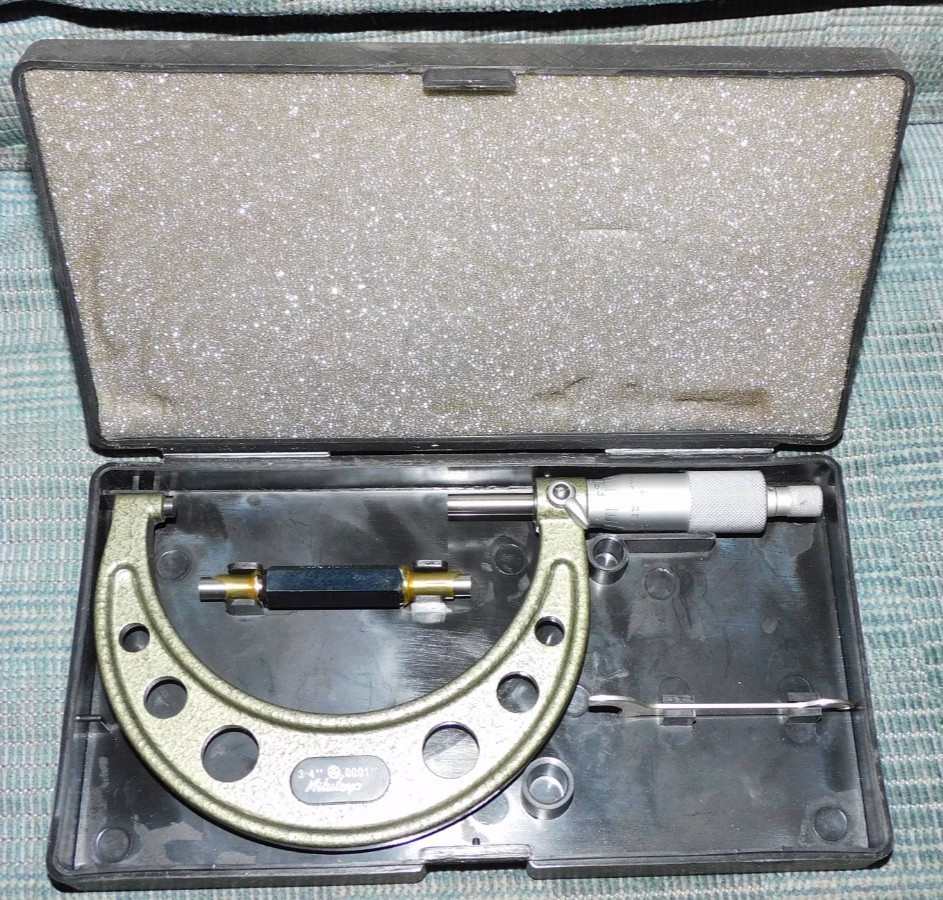 Mitutoyo 103-180 103 Series 3 to 4″ SAE Mechanical Outside Micrometer, Beautiful