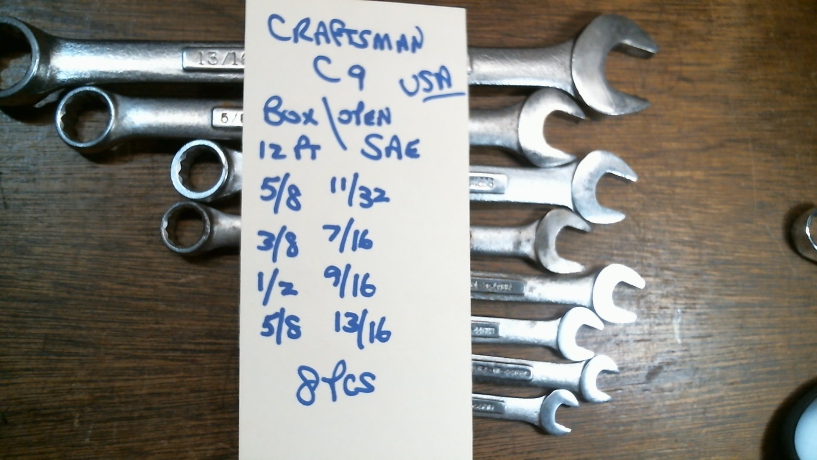LOT C9 Craftsman USA 8 pc 5/16 TO 13/16 Combination Wrench Set 12 pt CLEAN