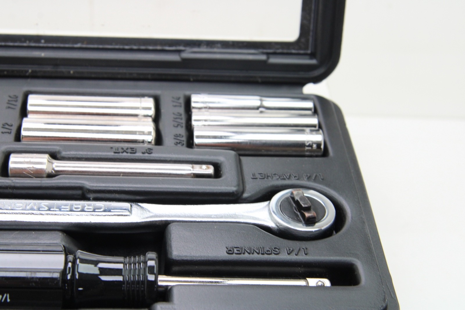 Craftsman 34800 1/4″ Drive 19 Piece SAE Chrome Socket Wrench Set Tool USA