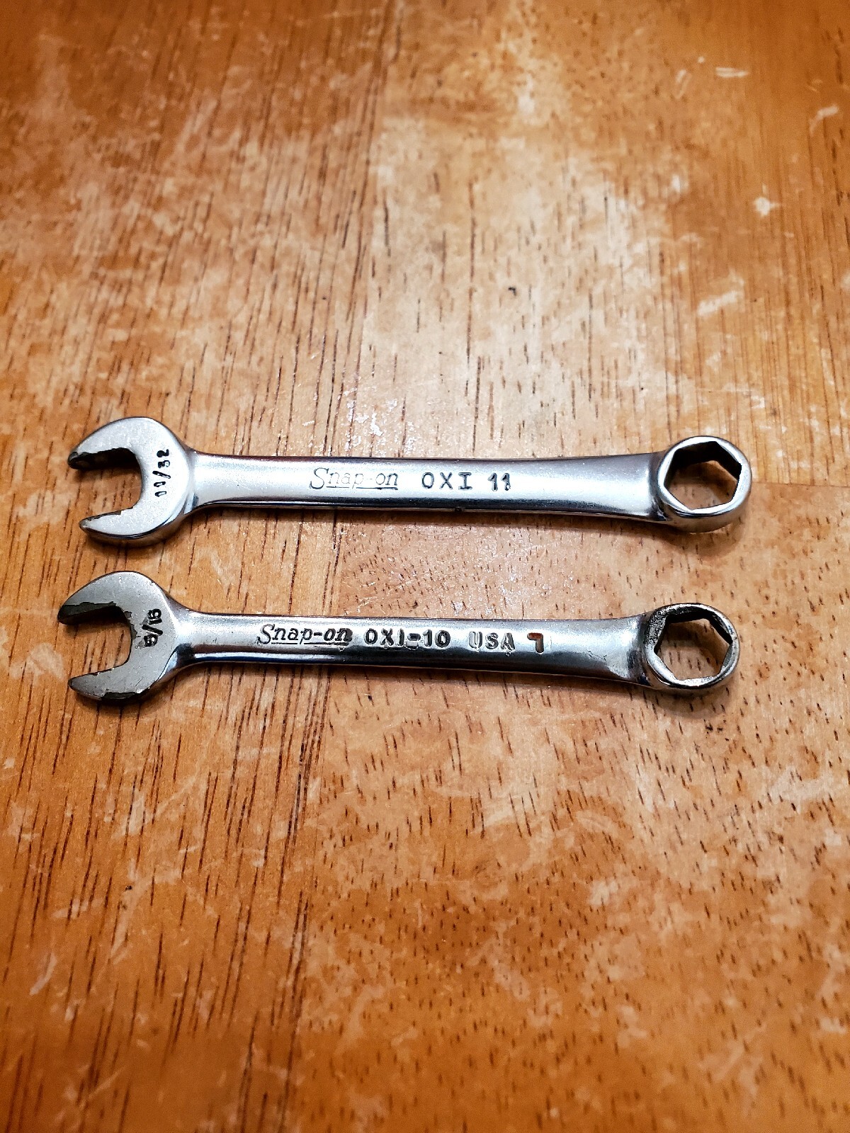 Snap On 5/16″ 11/32″ 6PT SAE Midget Chrome Combination Wrenchs USA Lot Of 2