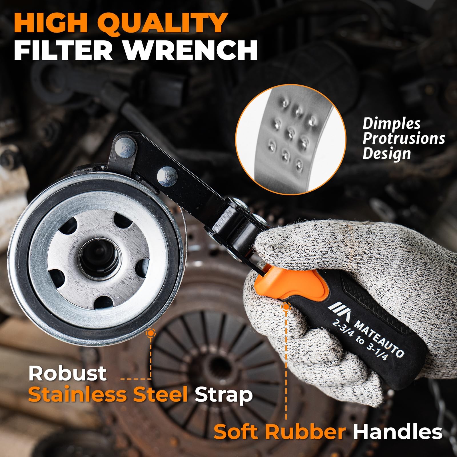 8 PCS Adjustable Oil Filter Wrench Set 9/12 Inch Removal Tool Case 1/2 3/8