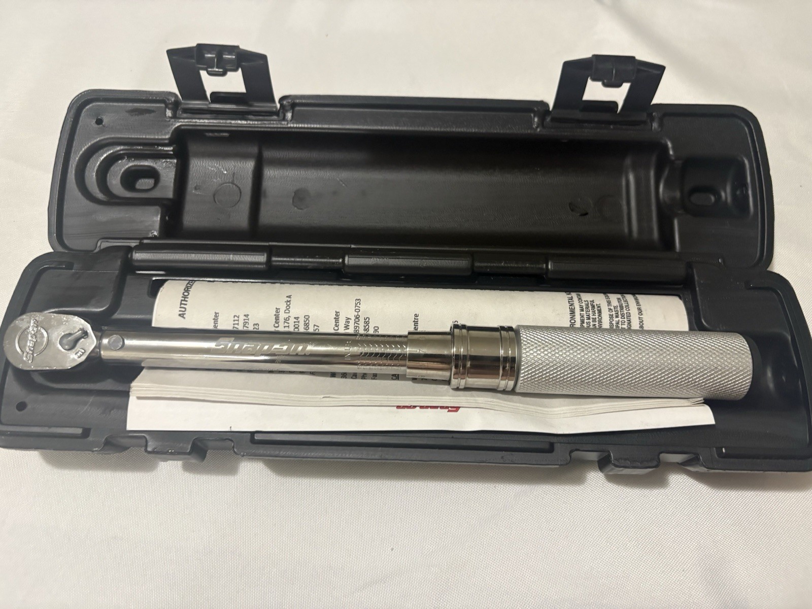 Snap On 1/4″ SAE Adjustable Click-Type Fixed Ratchet Torque Wrench QD1R200A New