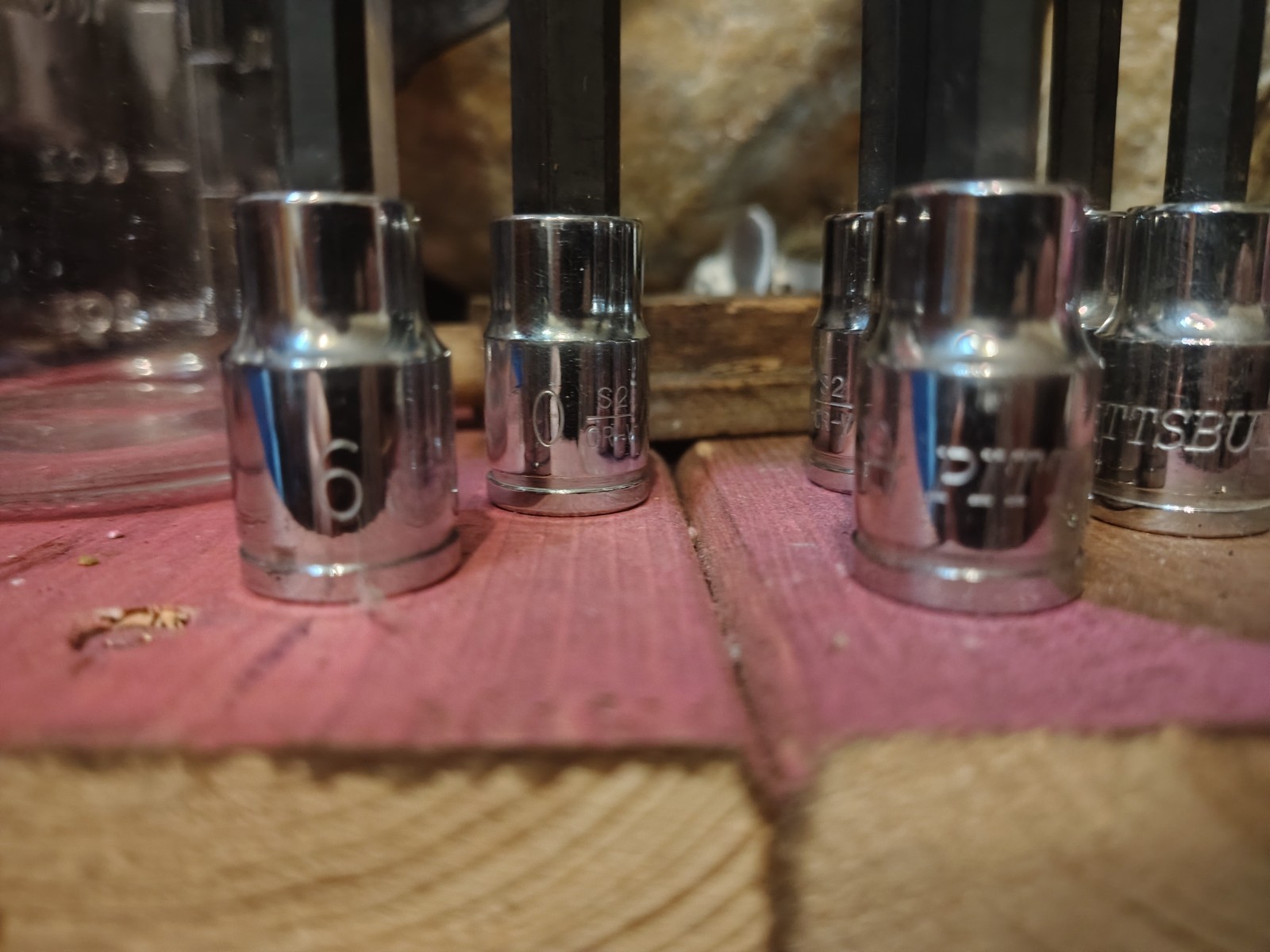 Pittsburg socket set 7hex 7 standard tall 11 short.