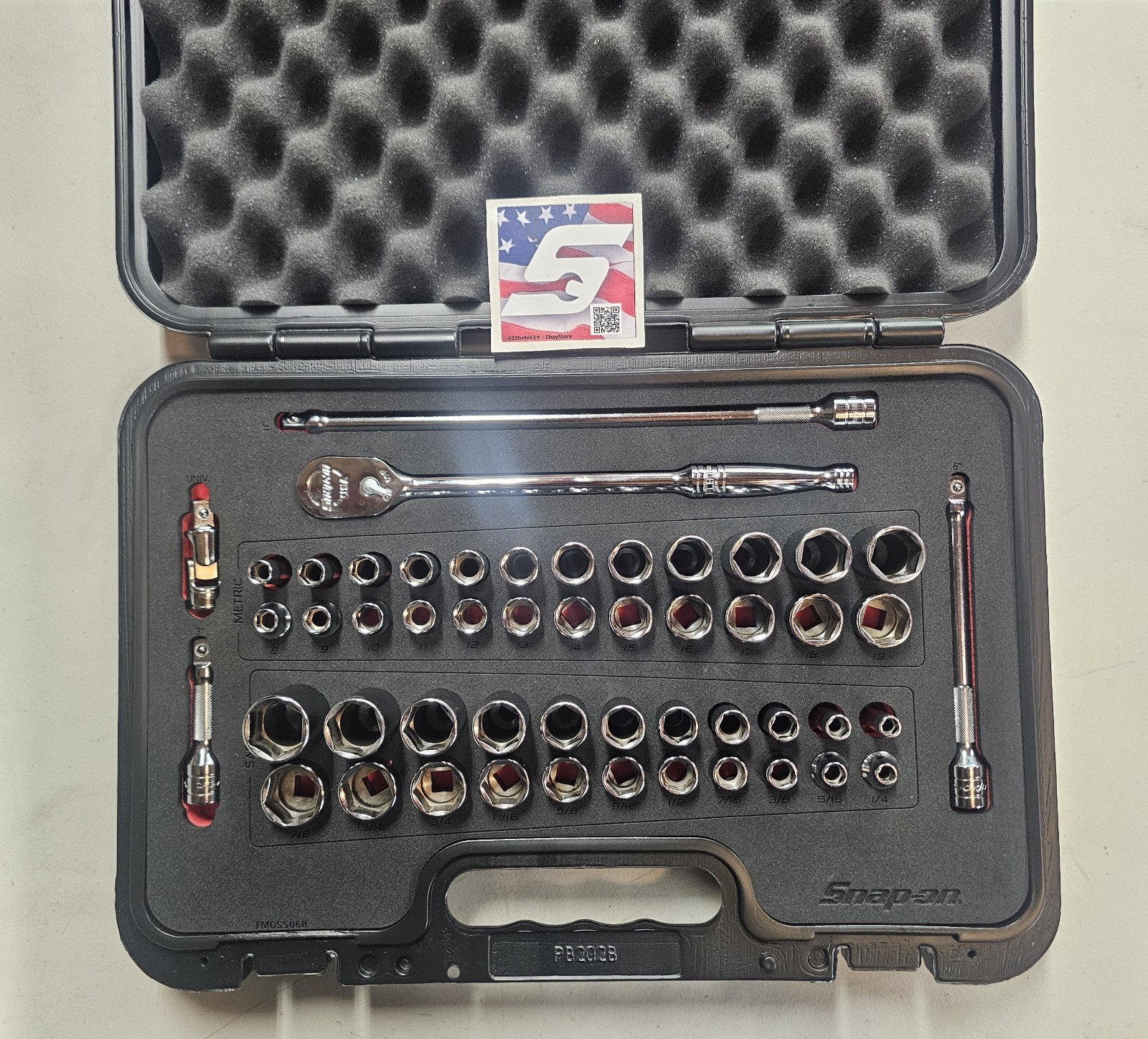 NEW Snap On 51 pc 3/8″ Drive 6 Point Metric SAE General Service Set 251FSMBFR