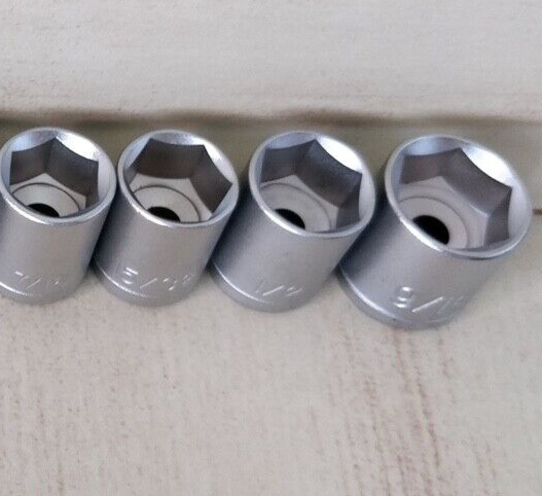 4 Pieces – Standard Socket Set – 7/16″ 15/32″ 1/2″ 9/16″» – 1/4″ Drive -6 Point