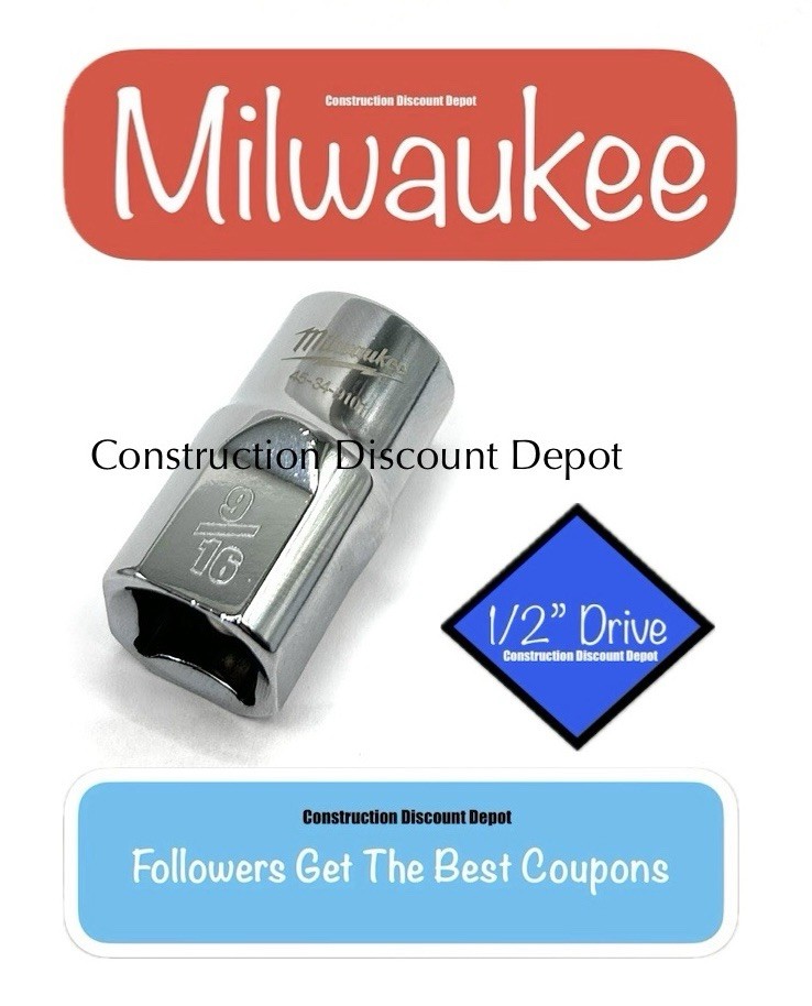 Milwaukee 9/16″ in. 1/2″ Drive SAE 6 Point Standard Shallow Socket 45-34-9101