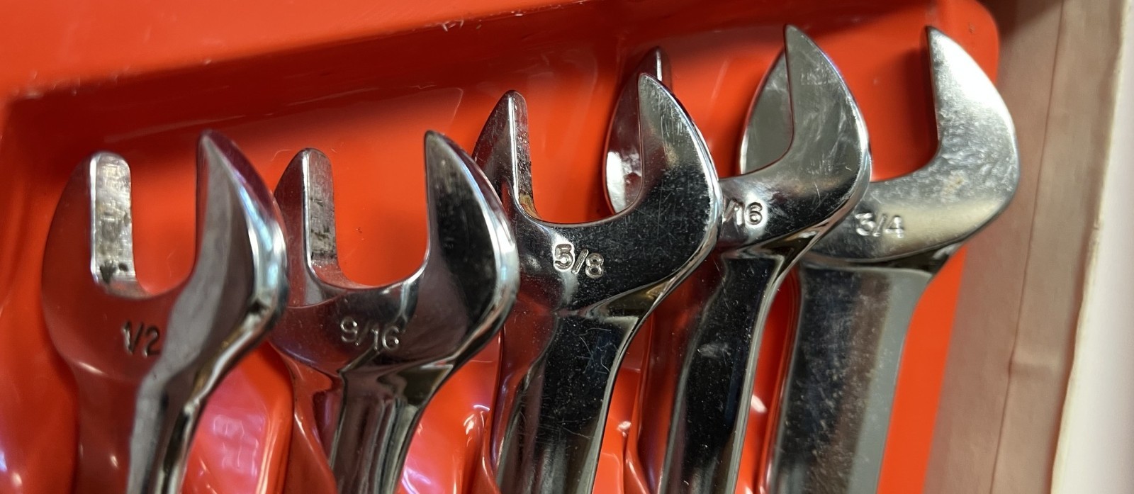 Snap-on 5 pc Extra Long Combination Wrench Set Flank Drive OEXL24-OEXL16 Clean