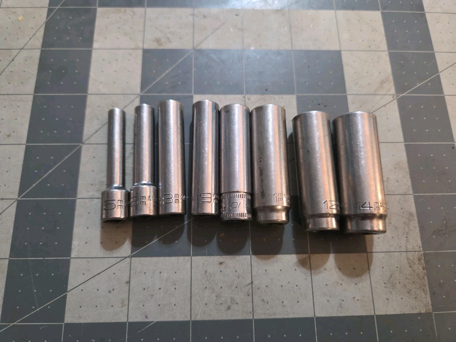 8 1/4 Drive 5 6PT Deep Sockets Matco & Snap On 5mm, 6mm, 8mm, 9mm, 10, 11,12,14