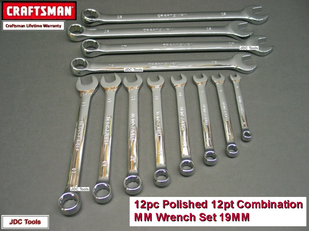 Craftsman 12 pc Metric Wrench Set Combination MM – Long Profile 16 17 18 19MM