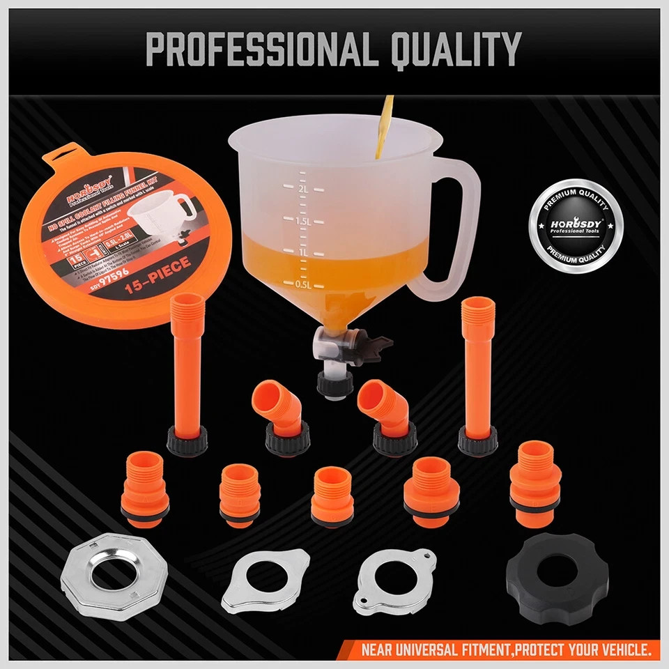 No-Spill Coolant Funnel Kit Car Radiator Refill Bleeder Vehicle Auto Tool