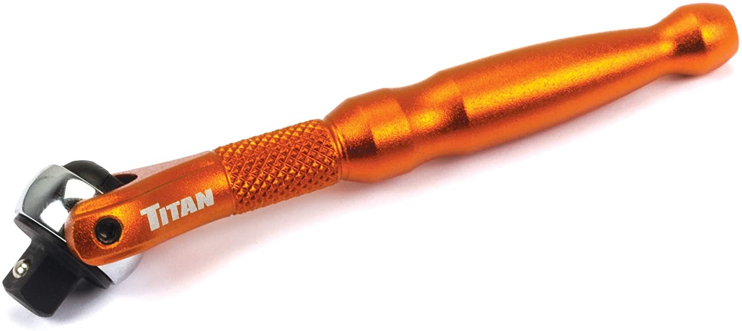 Titan Tools 11322 1/4 in. Aluminum Swivel Head Micro Ratchet, Orange