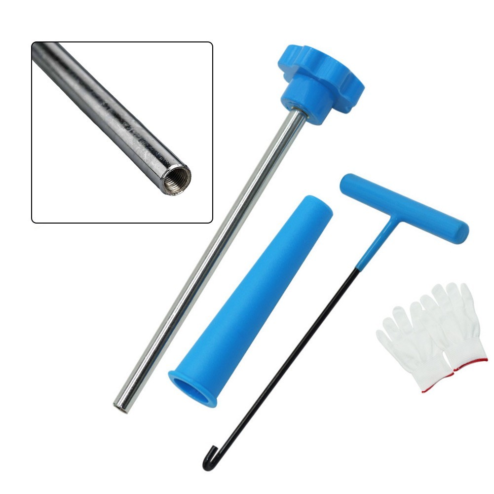 Tire Repair Valve Core Tool Set Valve Stem Puller Hook Tool and Gloves