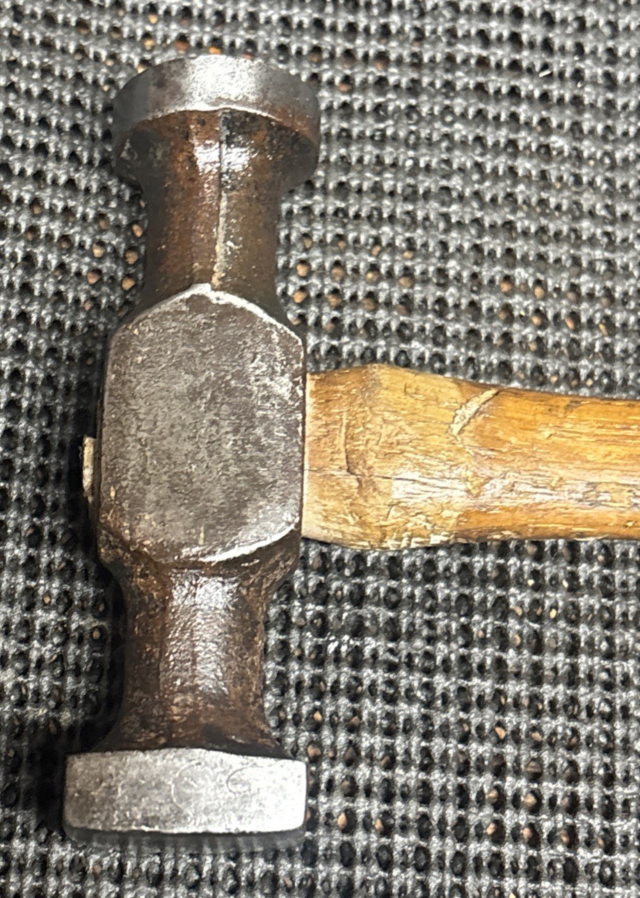 Vintage Round & Square Faced Auto Body Bumping Hammer – Long Handle. Rust Free