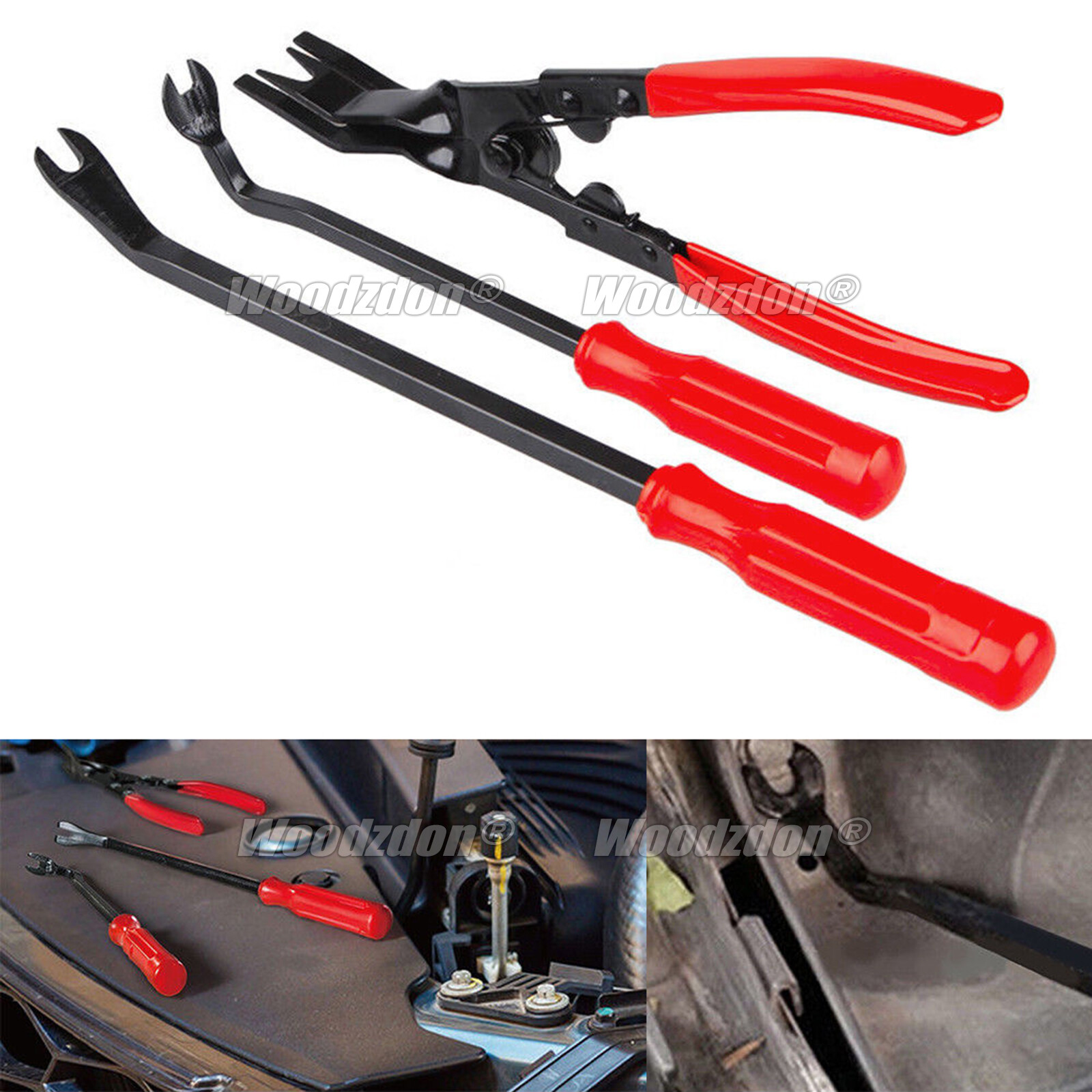 3pcs Car Door Panel Clip Pliers Trim Removal Fastener Puller Repair Pry Tool Kit